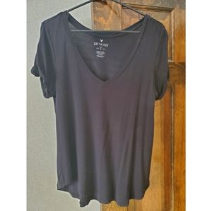 Soft & Sexy Black V Neck Tee by American Eagle